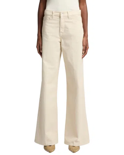 7 For All Mankind Twill Creme Lotta Wide Leg Jean In White