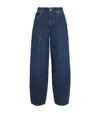 7 For All Mankind Twisted Bonnie Barrel-leg Jeans In Black