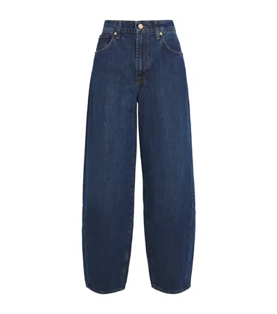 7 For All Mankind Twisted Bonnie Barrel-leg Jeans In Black