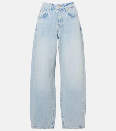 7 For All Mankind Twisted Bonnie Mid-rise Barrel Jeans In Blue