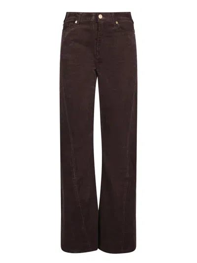 7 For All Mankind Calie Straight Mid-rise Cotton-blend Velvet Straight Pants In Brown