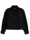 7 For All Mankind Laser-cut Denim Jacket In Black