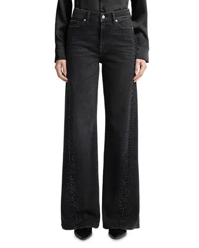 7 For All Mankind Twisted Lotta Embellished Flare Leg Jeans In Bottomline