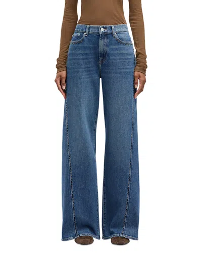 7 For All Mankind Twisted Lotta High Rise Wide Leg Jeans In Street Wise Wit In Blue