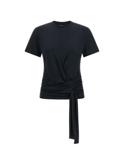 7 For All Mankind Twisted Ruched T-shirt In Blue