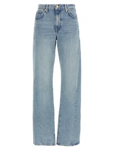7 For All Mankind Faded Wash Five-pocket Denim Trousers In Blue