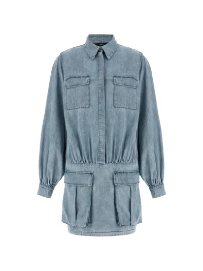 7 For All Mankind Utility Chambray Mini Dress In Blue