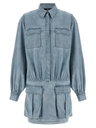 7 For All Mankind Utility Dresses Light Blue