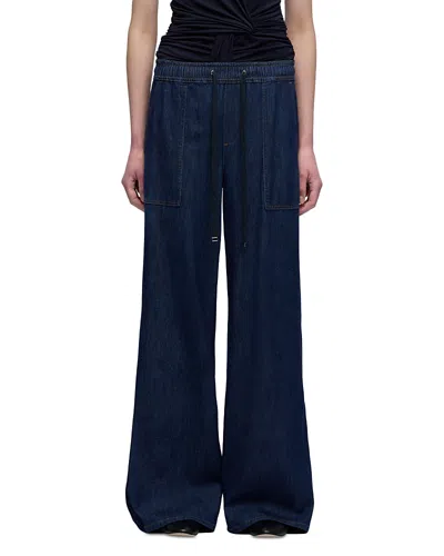 7 For All Mankind Utility High Rise Pull On Wide Leg Jeans In Halona In Blue