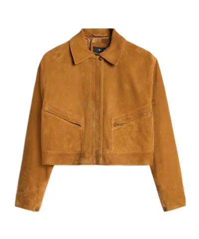 7 For All Mankind Utility Jacket In Suede In Brown