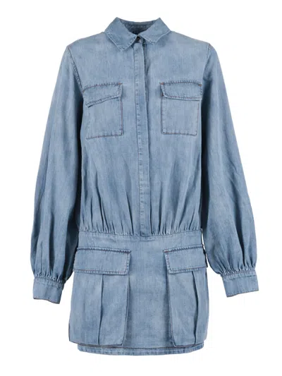 7 For All Mankind Utility Mini Dress Chambray Loft In Multi