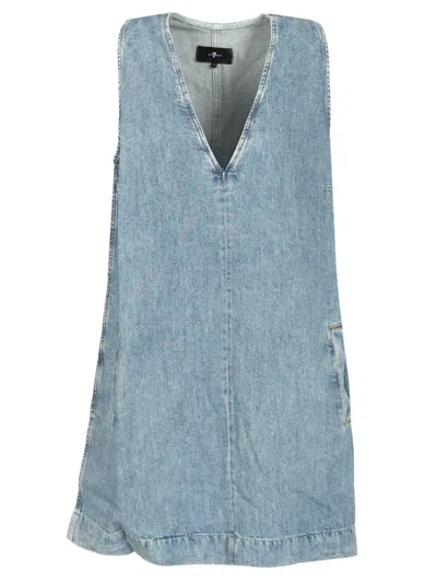 7 For All Mankind V-neck Dress Arizona Dresses Light Blue