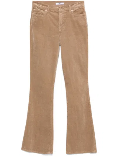 7 For All Mankind Velvet Trousers In Beige