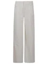 7 For All Mankind Ventilated Linen Wide-leg Jeans With Five Pockets In Neutrals