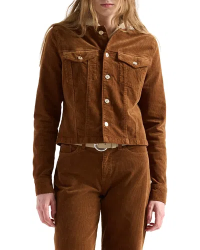 7 For All Mankind Vicky Corduroy Trucker Jacket In Animal Print