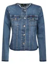 7 For All Mankind Vicky Stretch Blue Denim Jacket In Navy