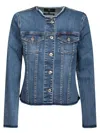 7 For All Mankind Vicky Stretch Blue Denim Jacket In Navy