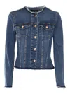 7 For All Mankind Vicky Stretch Blue Denim Jacket In Blue
