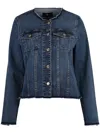 7 For All Mankind Vicky Denim Jacket Frayed Hem In Blue