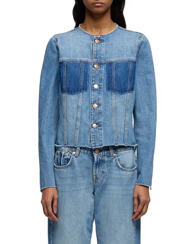 7 For All Mankind Vicky Jean Jacket In Shadowcrest In Blue