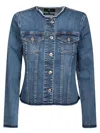 7 For All Mankind Vicky Stretch Blue Denim Jacket In Blue