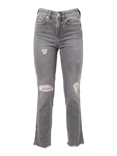 7 For All Mankind Vintage-inspired Straight Leg Jeans With Mid-rise Waist In Gray