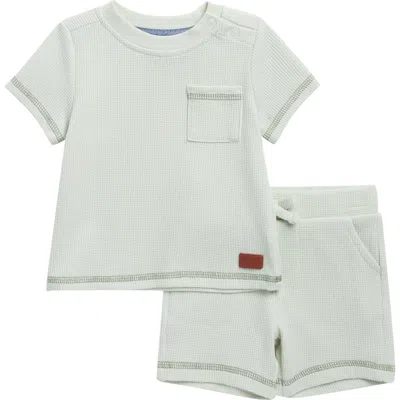 7 For All Mankind Babies'  Waffle Knit Top & Shorts Set In Gray