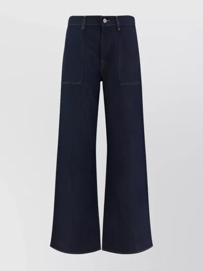 7 For All Mankind Waistband Loop Wide-leg Trousers In Blue
