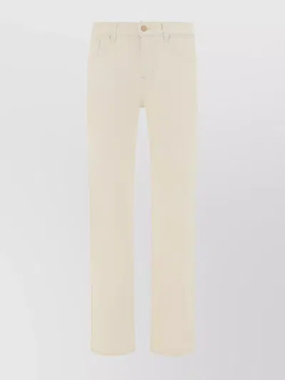 7 For All Mankind Waistband Loops Cotton Five-pocket Straight Stitching In White