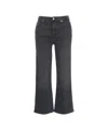 7 For All Mankind Washed Black Straight Leg Jeans With Flared Hem And Classic Five-pocket Design In Black