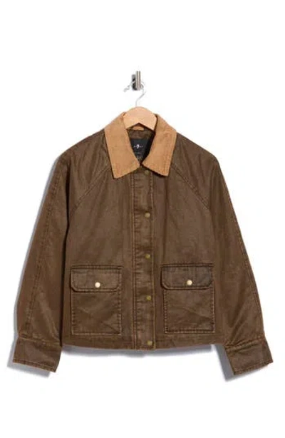 7 For All Mankind Waxed Cotton Jacket In Green