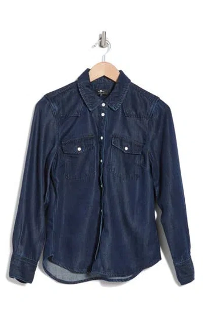 7 For All Mankind Western Denim Shirt In Blue