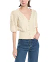 7 For All Mankind Western Pointelle Cardigan In Beige