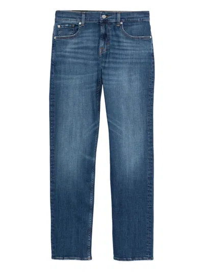 7 For All Mankind Whiskering-effect Jeans In Blue
