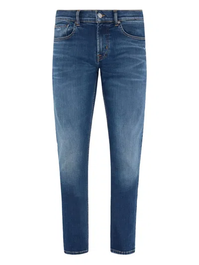 7 For All Mankind Whiskering-effect Jeans In Blue
