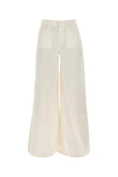 7 For All Mankind White Palazzo Jeans In Neutral