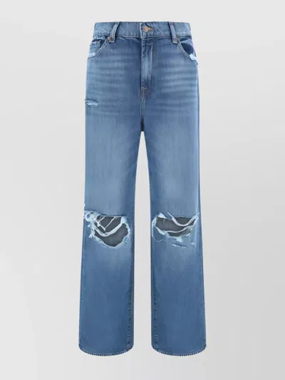 7 For All Mankind Wide Leg Cotton Jeans In Blue