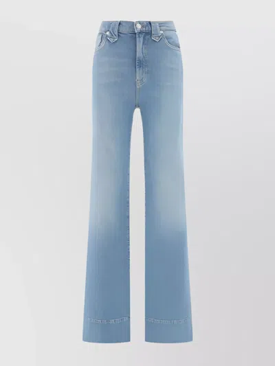 7 For All Mankind Wide Leg Cotton Jeans With Palazzo Fit In Blue