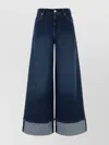 7 For All Mankind Wide-leg Denim Trousers Folded Cuffs In Blue