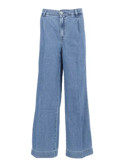 7 FOR ALL MANKIND WIDE-LEG DENIM TROUSERS WITH PLEATED FRONT