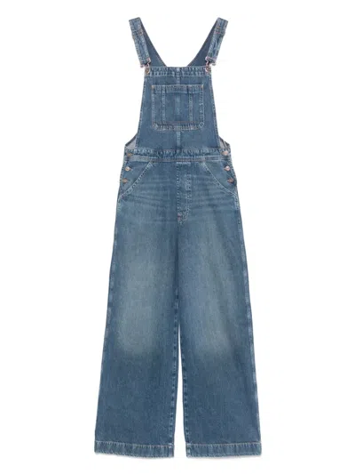 7 For All Mankind Wide-leg Dungarees In Blue