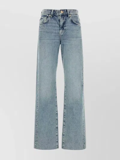 7 FOR ALL MANKIND WIDE-LEG FADED WASH DENIM JEANS