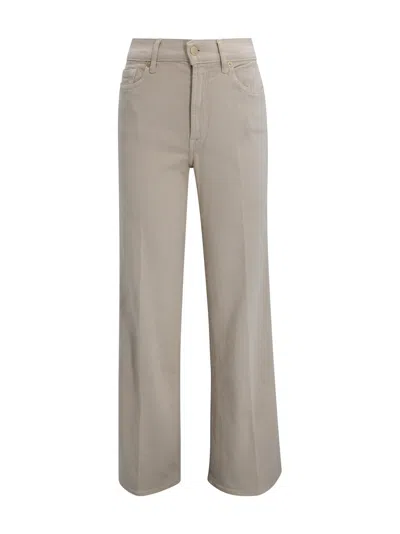 7 For All Mankind Wide-leg High-waist Cotton Jeans In Neutral