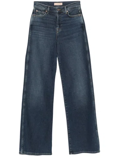 7 For All Mankind Wide-leg High-waist Denim Jeans In Black
