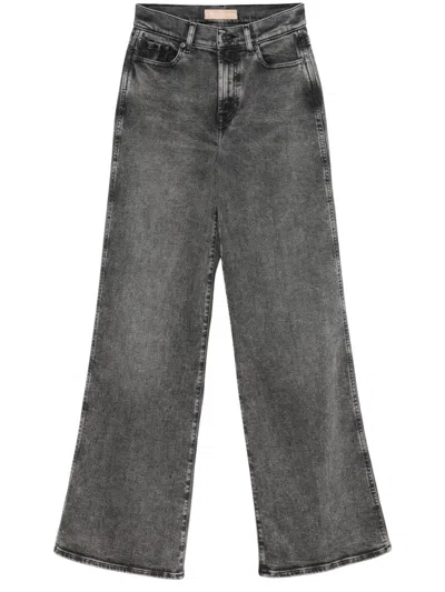 7 For All Mankind Wide-leg High-waist Jeans With Soft Finish In Black