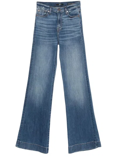 7 For All Mankind Wide-leg High-waist Jeans With Vintage Fading In Blue