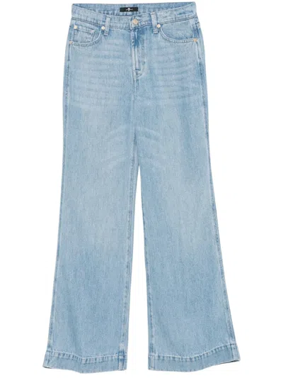 7 For All Mankind Wide-leg High-waisted Denim Jeans In Light Wash In Blue