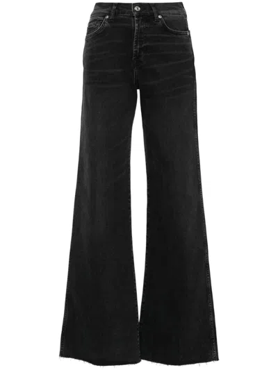 7 For All Mankind Wide-leg Jeans In Black