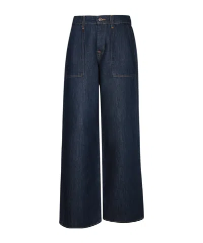7 FOR ALL MANKIND WIDE-LEG JEANS. HIGH-WAISTED. CONTRAST STITCHING.