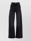 7 For All Mankind Wide-leg Jeans With Belt Loops And Pockets In Black